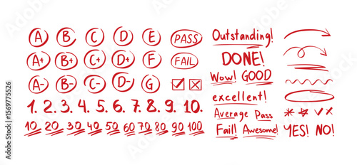 Illustration of Letter Grades with Passed and Fail