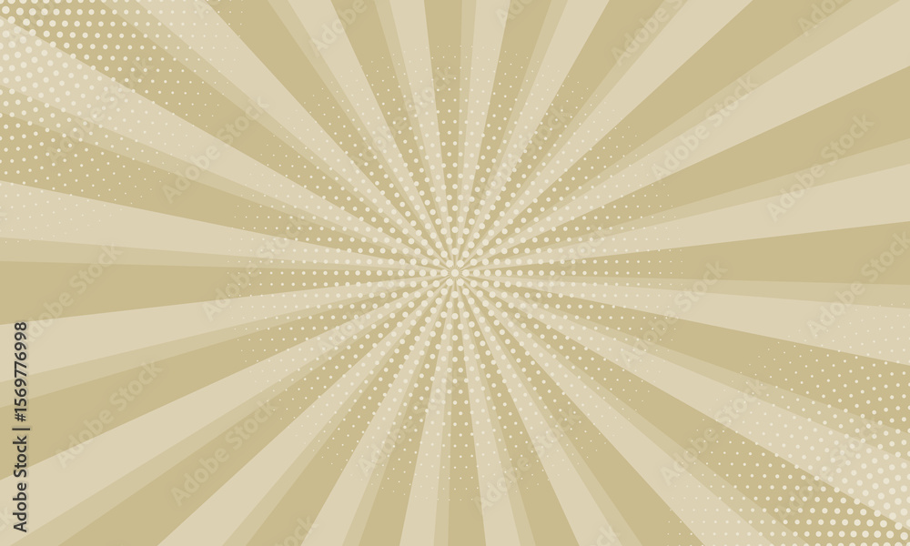 Fototapeta premium Radiant yellow background. Pop art comic book background. Sunburst yellow background with radial lines and halftone dots. 
