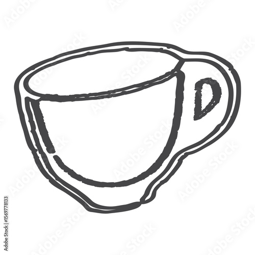 Coffee or teacup hand drawn sketch line art