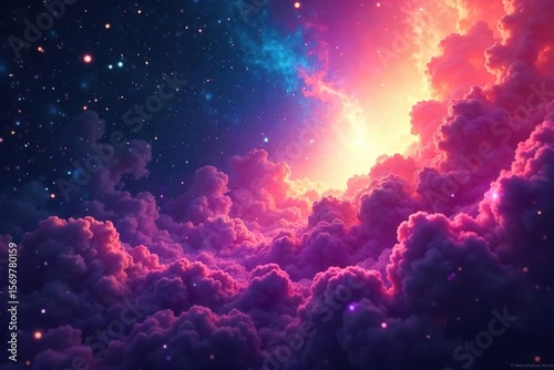Vibrant Swirling Nebula Cosmic Gas Clouds in High Resolution for Sci-Fi, Fantasy, and Abstract Design Projects