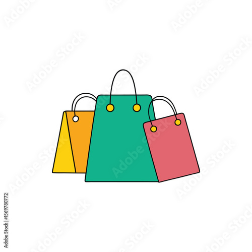 Colorful shopping bags and tags, perfect for showcasing retail sales and discounts