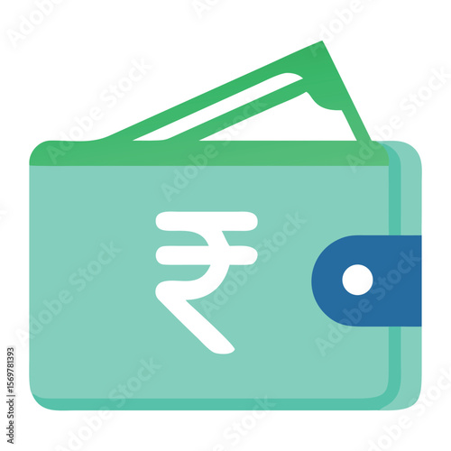 Indian rupee currency in wallet icon for finance and money management illustration design element asset