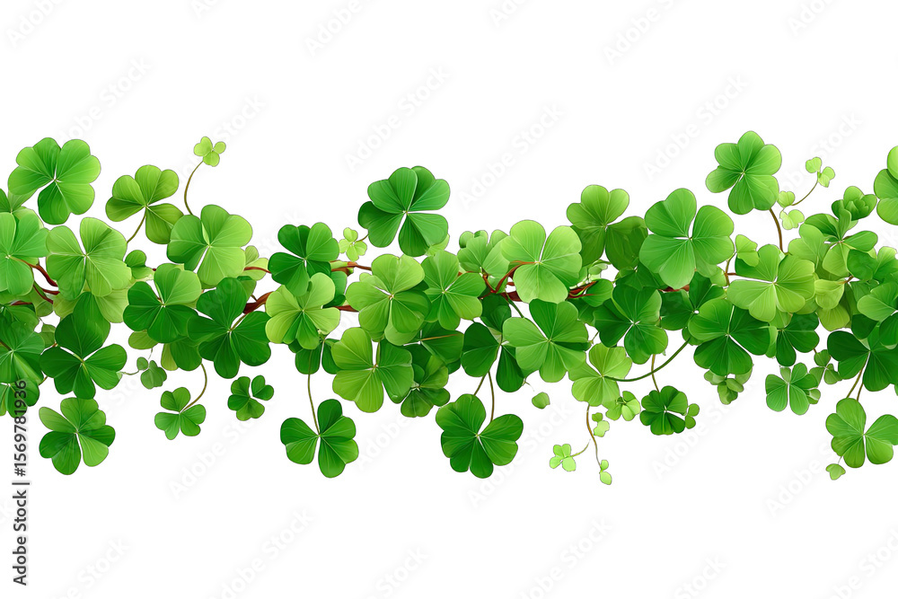 Fototapeta premium Horizontal band of lush clover leaves