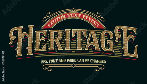 Heritage editable text effect, typography vintage style