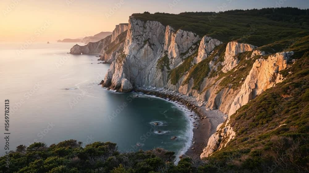 Coastal Cliffs at Sunset: Dramatic Rocky Coastline Coastal Cliffs at Sunset: Dramatic Rocky Coastline