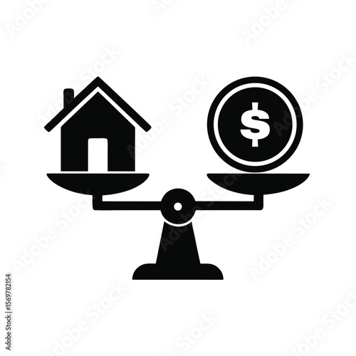 House versus dollar coin on balance scales home