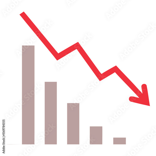 Stock market crash illustration showing financial crisis and economic recession with falling graph chart
