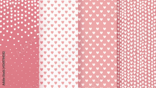 Pink hearts patterns white romantic