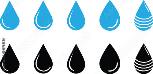 water drop icon, water drop logo shape vector illustration