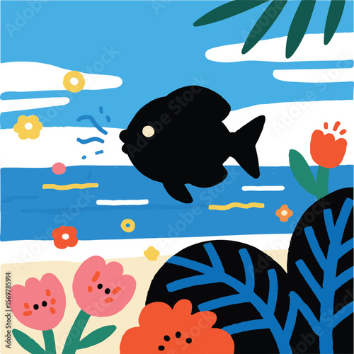 Vibrant and diverse collection of colorful sea fish in a marine ecosystem