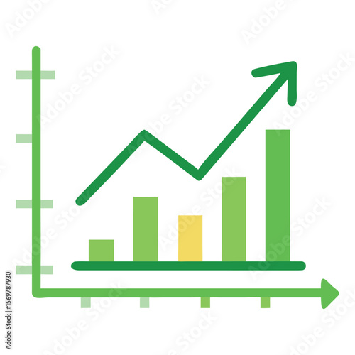 Growth chart diagram illustration showing business success and financial market increase trend line