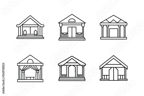 veranda layout line art vector illustration