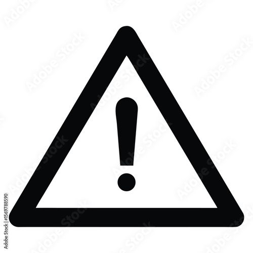 Black triangle exclamation mark symbol for risk alert safety warning sign attention danger hazard caution message