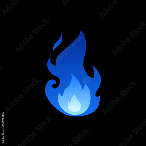 Blue flames vector illustration element template, background, frame, effects, layout. Vector eps 10. Cartoon of flames