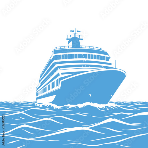 Summer cruise vacation scene with ocean and ship vector design concept illustration.