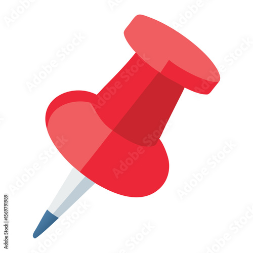 Red push pin graphic for notice board or cork board with sharp point for office or school use