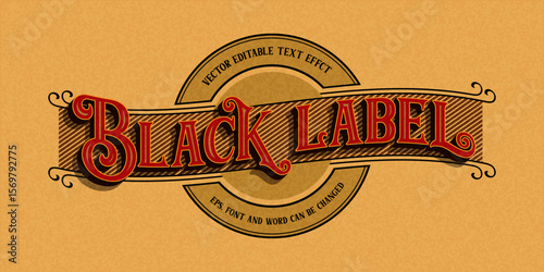 Black label text effect vintage style