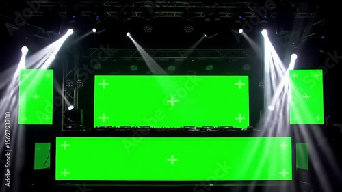 Green Screen Stage DJ Setup with Lighting Effects