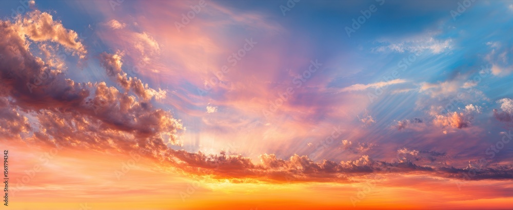 Fototapeta premium The breathtaking sunset illuminating the sky with vibrant colors and dramatic clouds