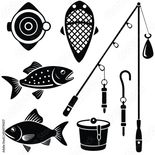 vector illustration of fishing rod
