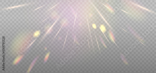 Golden light reflection highlights. Glare from sun, water and glass. Glittering particles for social media backgrounds, product presentations, photo shots. Vector eps10