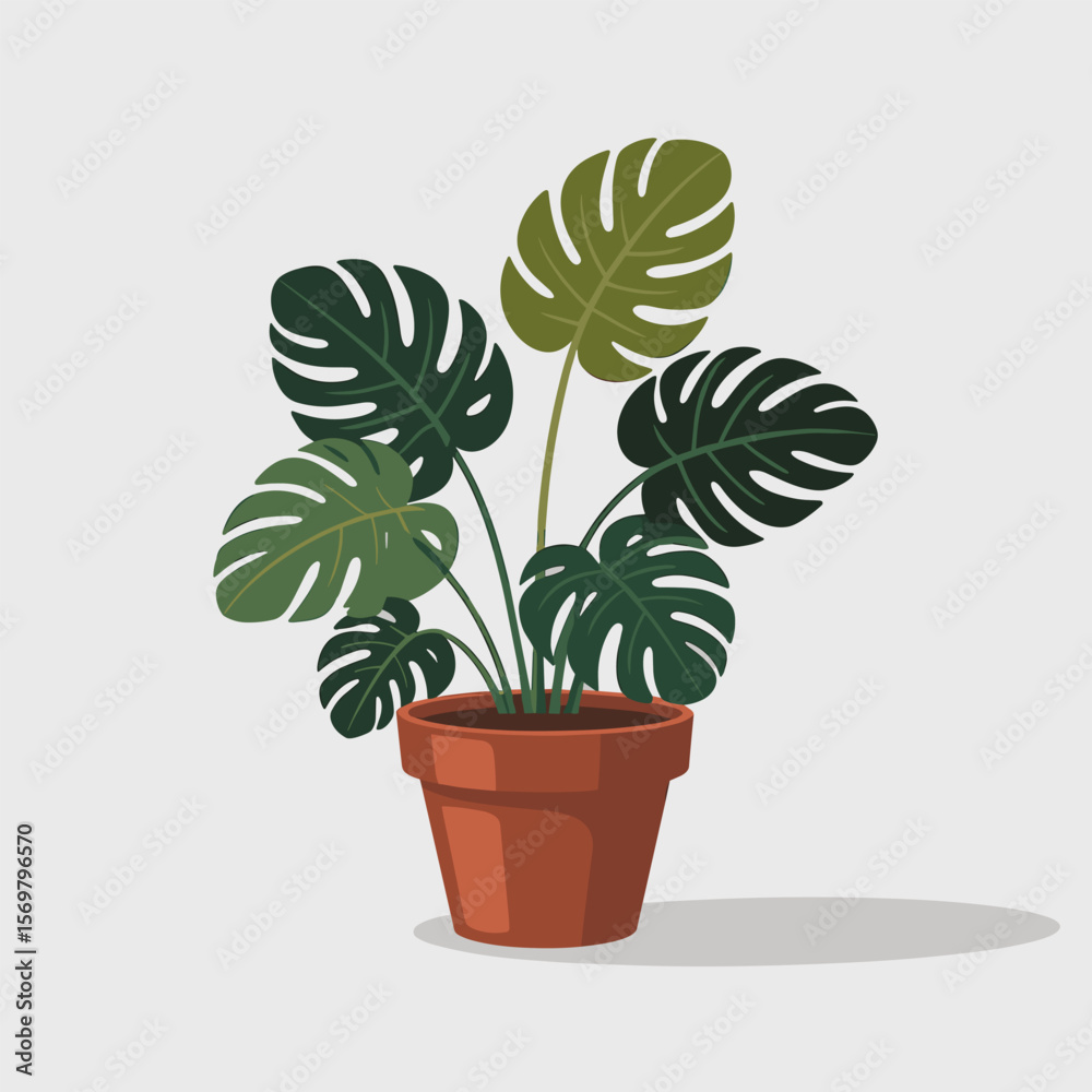 Fototapeta premium Flat Illustration of Indoor Plants in Decorative Pots
