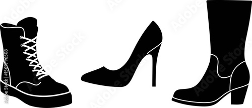Shop women's footwear: trendy boots, high heels, and stylish shoes for every occasion and fashion style vector