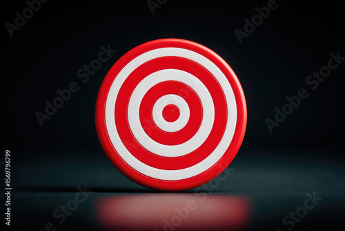 Targeting success a striking red and white bullseye symbol in a dark studio setting for marketing and business strategy visualization