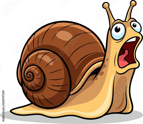 Scared Cartoon Snail Exaggerated Expression