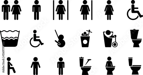 Bathroom restroom toilet wc signs vector illustration public accessibility gender neutral symbols vector