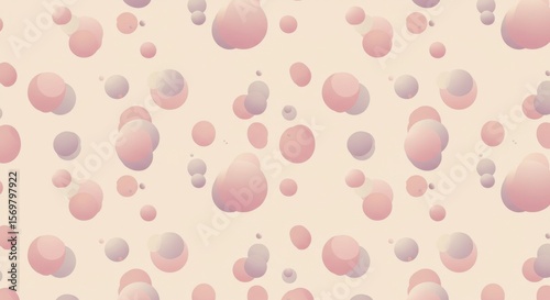 Pastel spheres seamless pattern with soft pink and gray tones on beige background