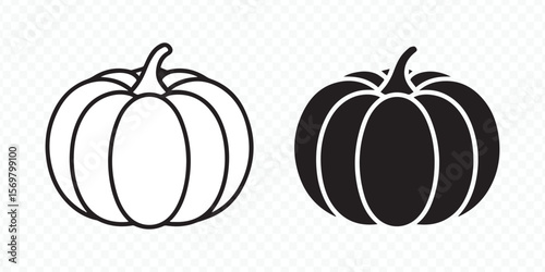 spooky pumpkin vector design with black silhouette and white outline for fall creative themes