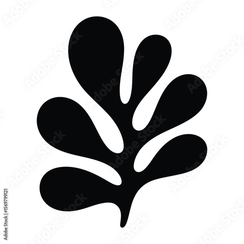 Coral Leaf Silhouette, Vector, Illustration, Outline, Line Art, Icon, Logo, White Background.