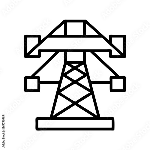 Outline vector of a ferris wheel amusement park ride attraction with gondolas and geometric structure