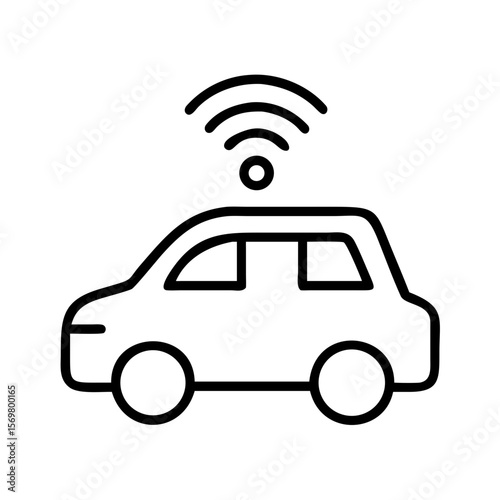 Smart car autonomous vehicle with wifi connection icon for modern transportation and technology use