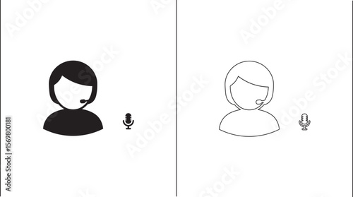 Voice Assistant with Microphone Silhouette Vector for AI, Smart Devices, and Audio Interaction Design