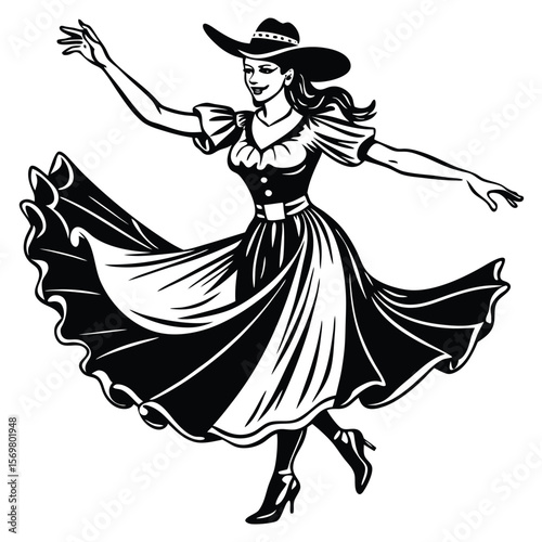 vector illustration of a dancing girl