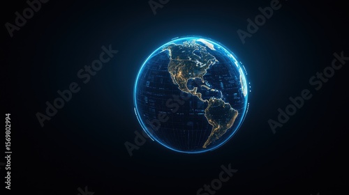 Glowing Earth Globe with Network Connections on Dark Background for Technology Concepts