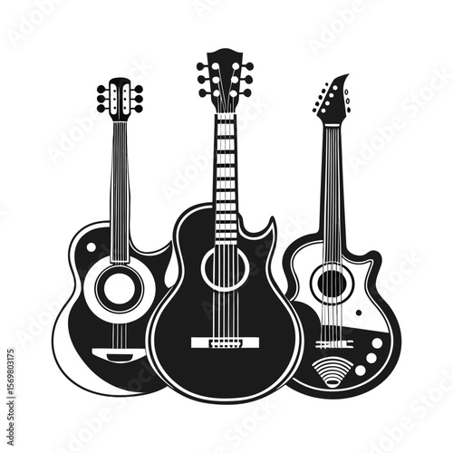 Guitar Icon – Acoustic or Electric Musical Instrument Vector Illustration