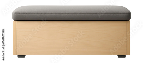 Under-bed storage chest with a padded lid that doubles as a bench for additional seating in a studio apartment.