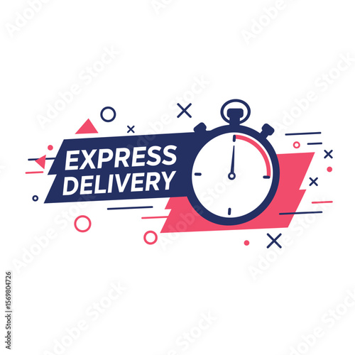 Modern graphic design promoting express delivery service with a stopwatch.