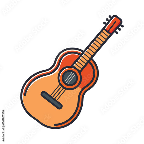 Guitar Icon – Acoustic or Electric Musical Instrument Vector Illustration