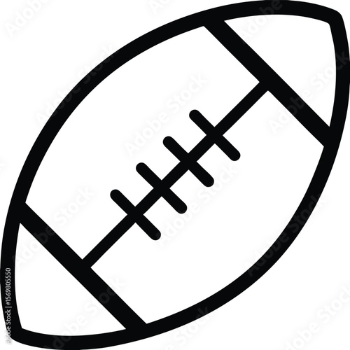 American Football Icon Line Art Style Sports Equipment Vector Illustration