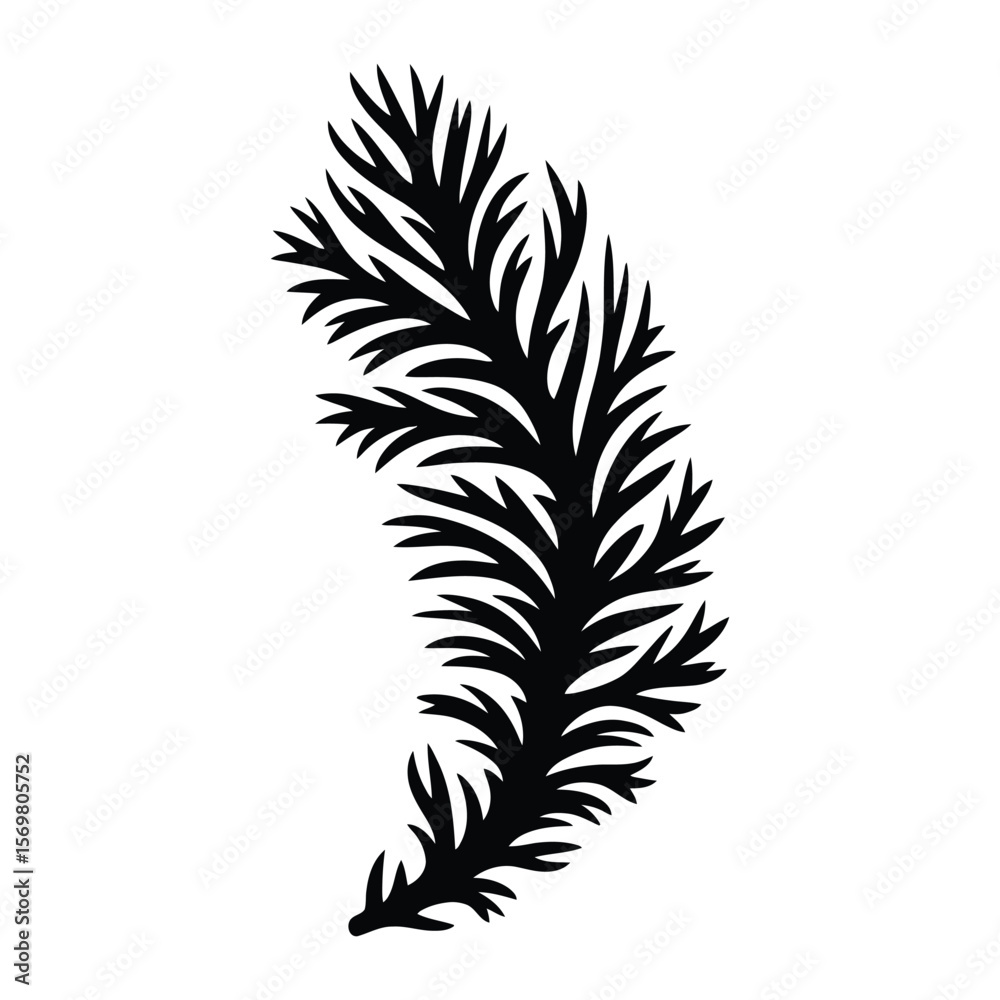 Fototapeta premium Feather Coral Silhouette, Vector, Illustration, Outline, Line Art, Icon, Logo, White Background.