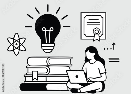 Silhouette Style Business Growth and Innovation Vector Illustration