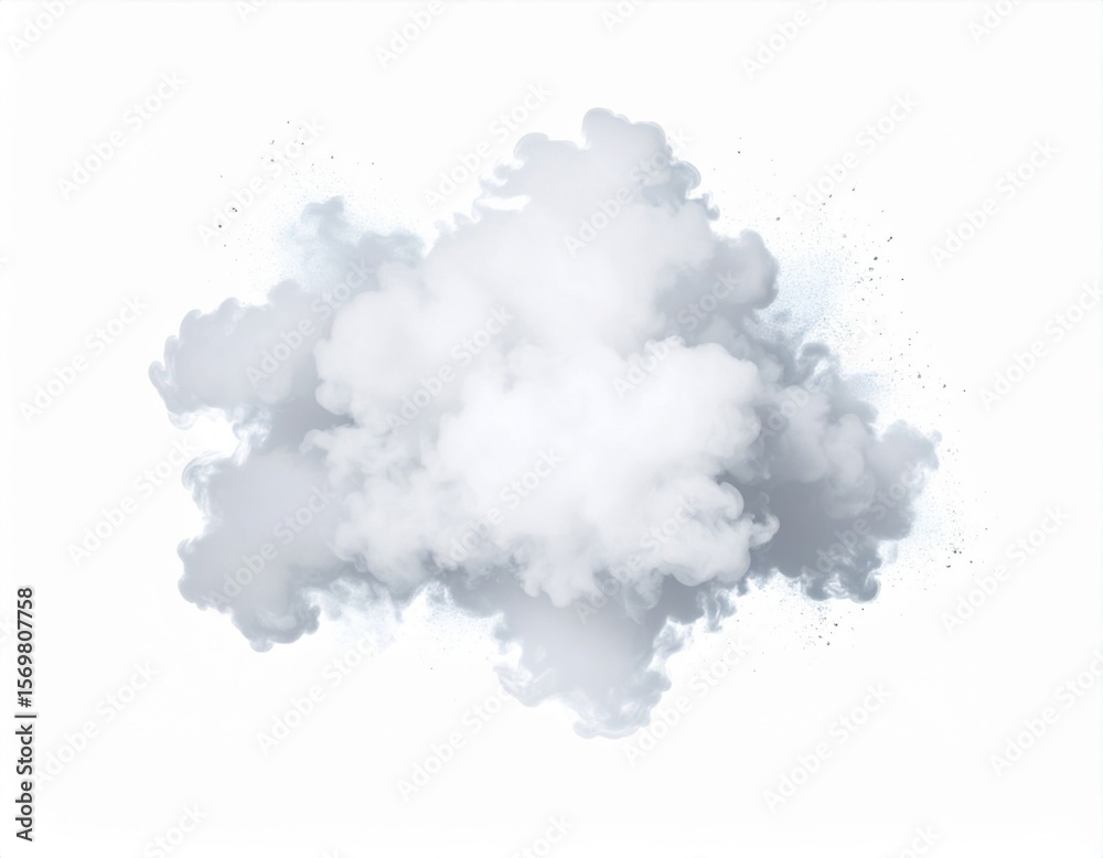 Obraz premium White and Grey Cloud Smoke Isolated on White Background