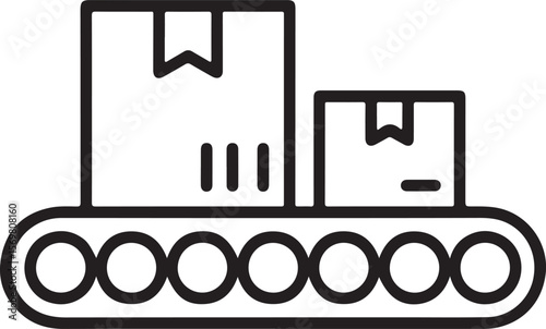 Boxes on conveyor belt line art package logistics