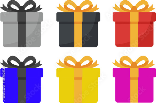 Vector gift boxes illustration with ribbon and bow for christmas birthday and other occasions