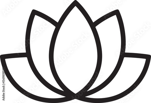 Minimalist black lotus flower line art black and white floral