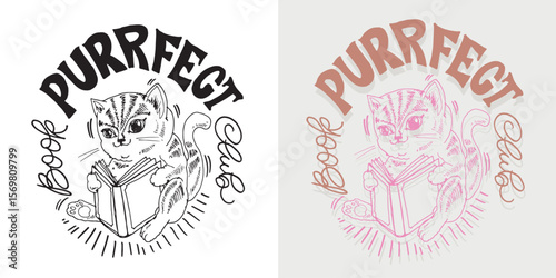Cute hand drawn doodle lettering quote about Cat. Lettering for t-shirt design, mug print, bag print, clothes fashion. 100% hand drawn vector image.